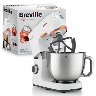 Breville Heatsoft Electric Stand Mixer | 1000w | Softens Butter for Better Results | 10 Speeds | 5.2l Stainless Steel Bowl | Includes Whisk, Beaters & Dough Hooks [vfm027]