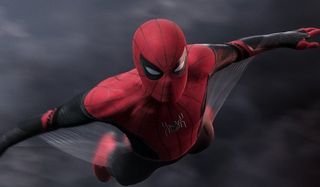 Spider-Man gliding in his new suit