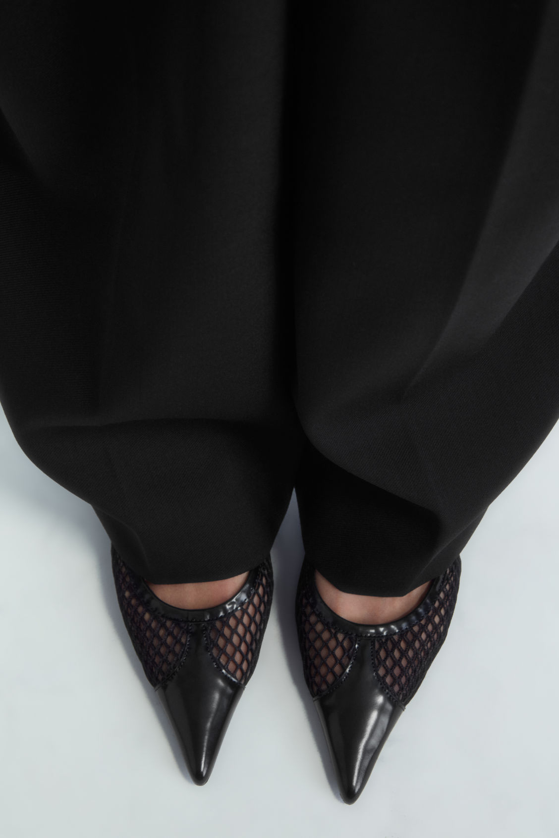 Pointed Mesh Slingback Kitten Heels