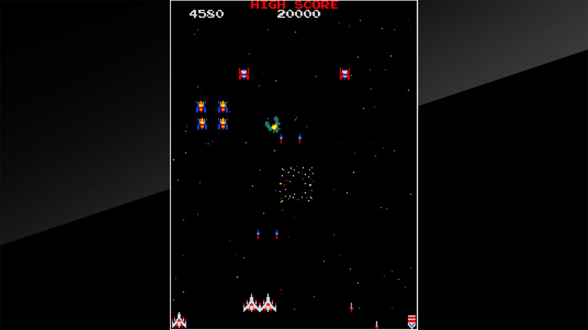 Screenshot from 1981 sci-fi space shooter Galaga