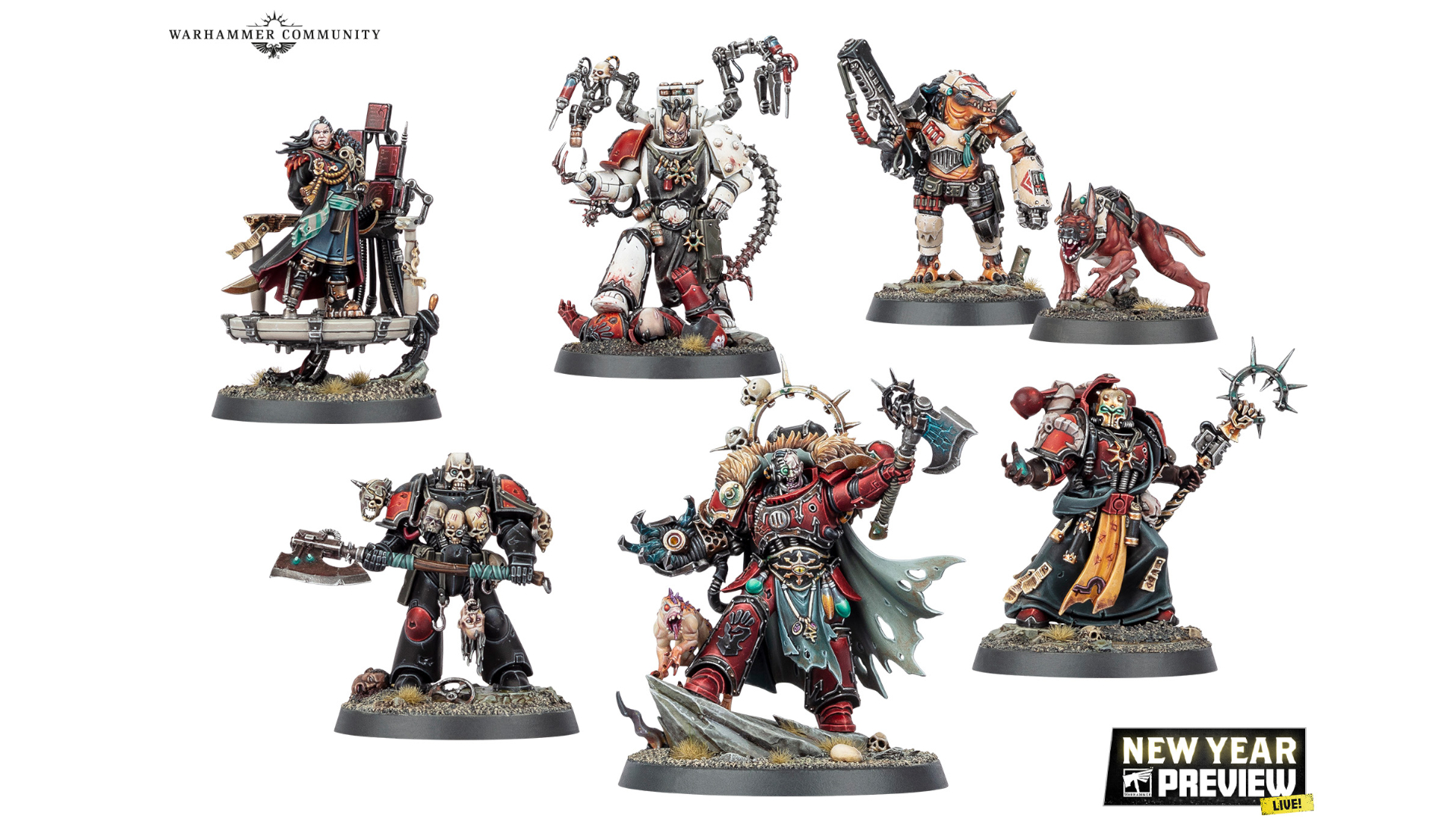 Huron Blackheart and his entourage against a plain background