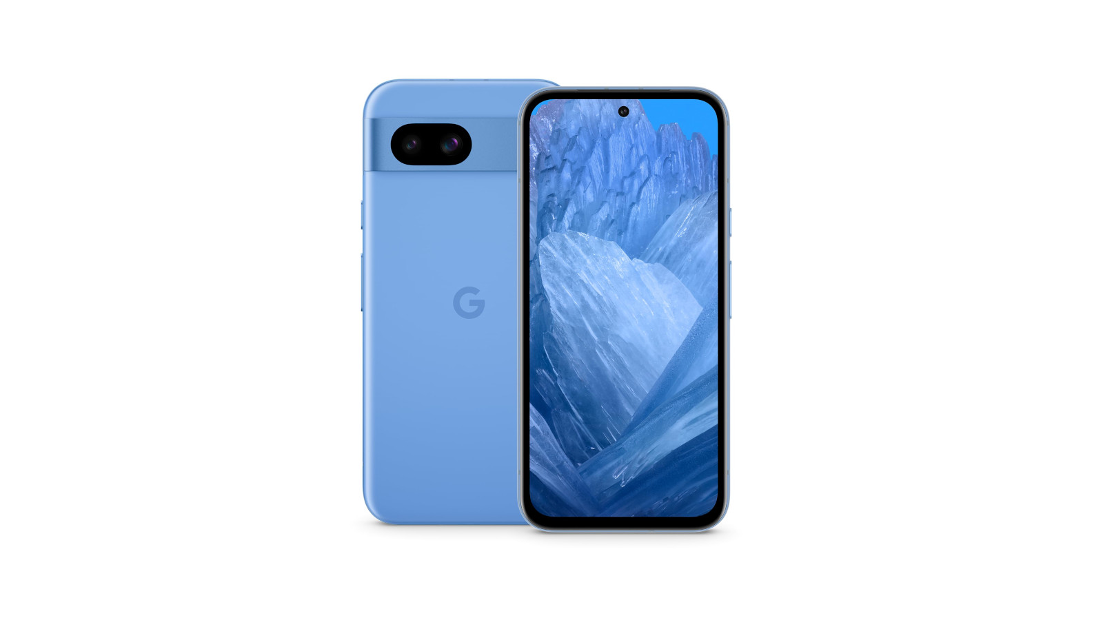 Google Pixel 8a smartphone front and rear views