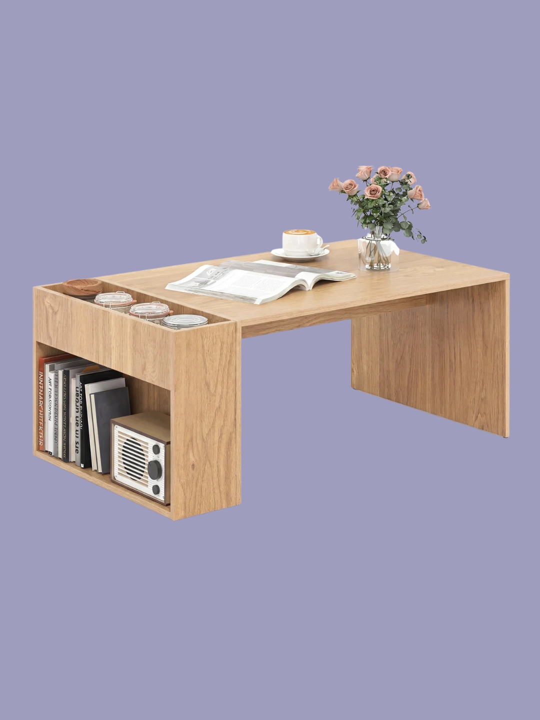 Wayfair, 17 Stories Coffee Table 85cm Office Table Dining Table With Double-Layer Storage Space | Wayfair.co.uk