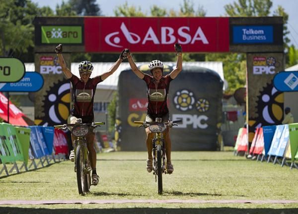 Sally Bingham and Ester Suss of Wheels for Life take the ladies win during stage 1