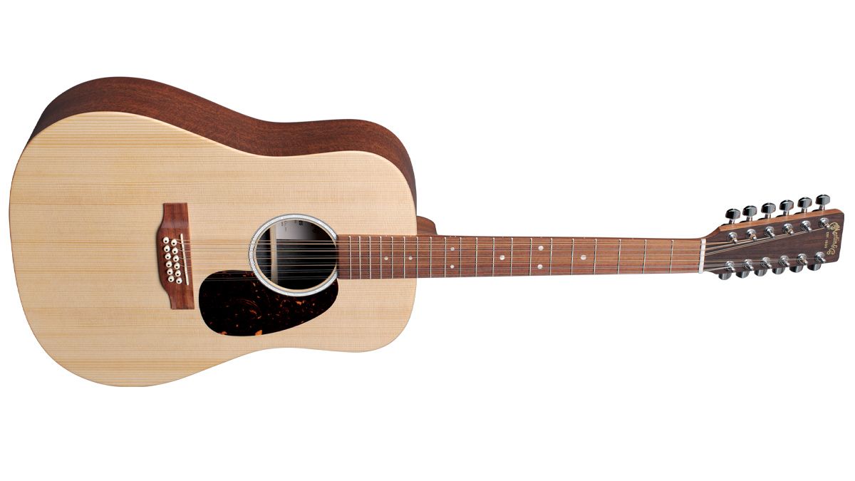 Martin D-X2E 12-string with figured mahogany HPL back and sides, solid Sitka spruce. Price $799