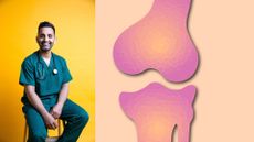Dr Amir Khan next to concept of bone health