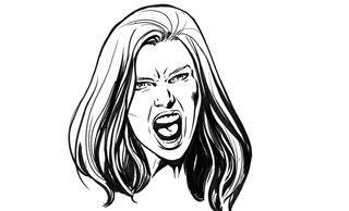 How to draw a face: Drawing of a woman yelling
