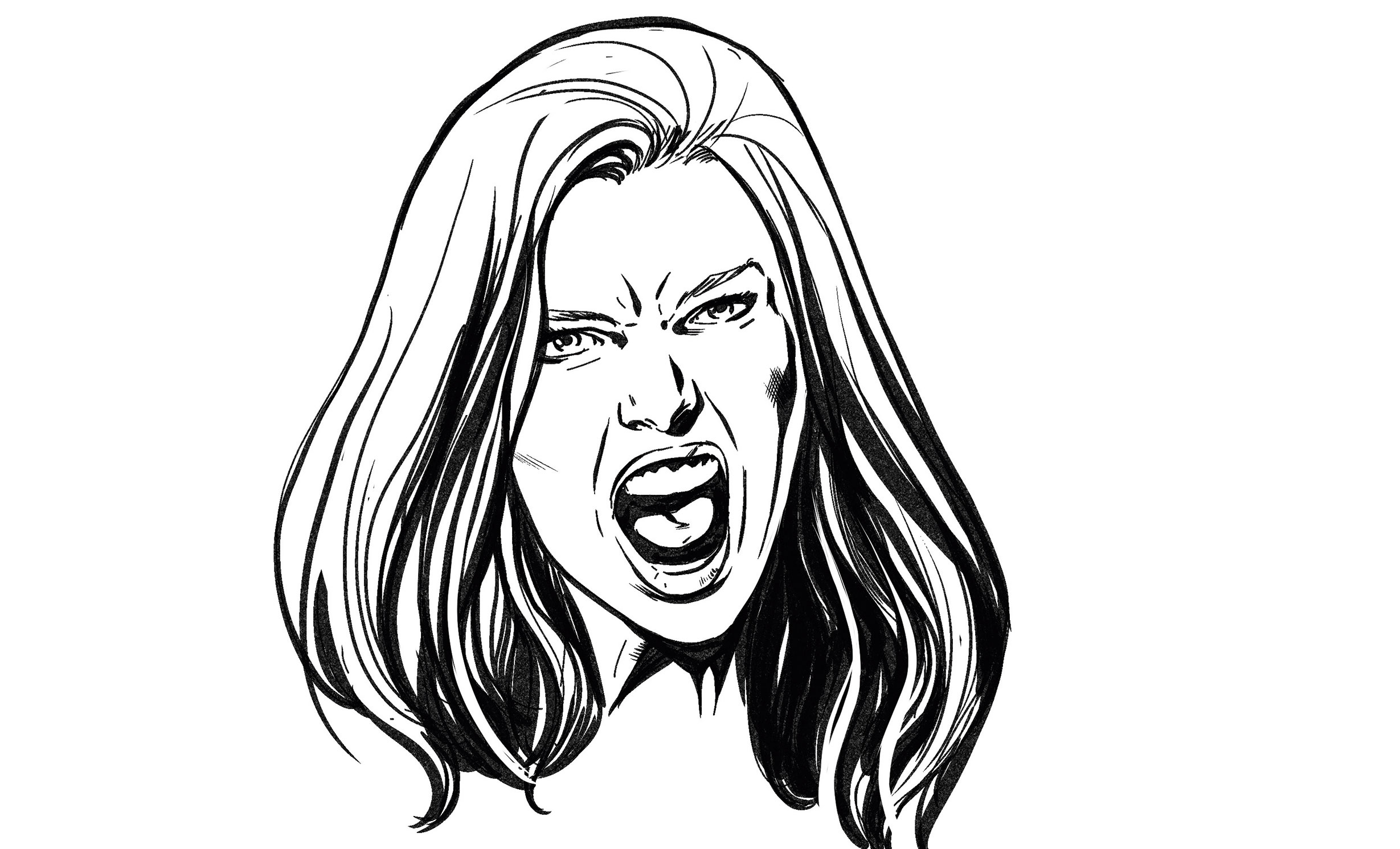 Drawing of a woman yelling