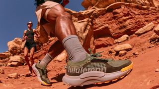 Runners in the desert wearing the Lululemon Wildfeel trail running shoes