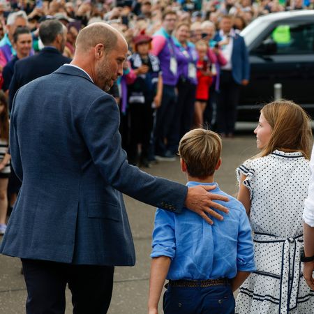 Prince William and Princess Kate with Prince George, Princess Charlotte and Prince Louis arrive for the Glasgow 2026 Commonwealth Games at The Hydro on August 1, 2026 in Glasgow, Scotland