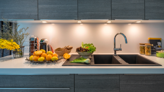 Kitchen with under-cupboard lights