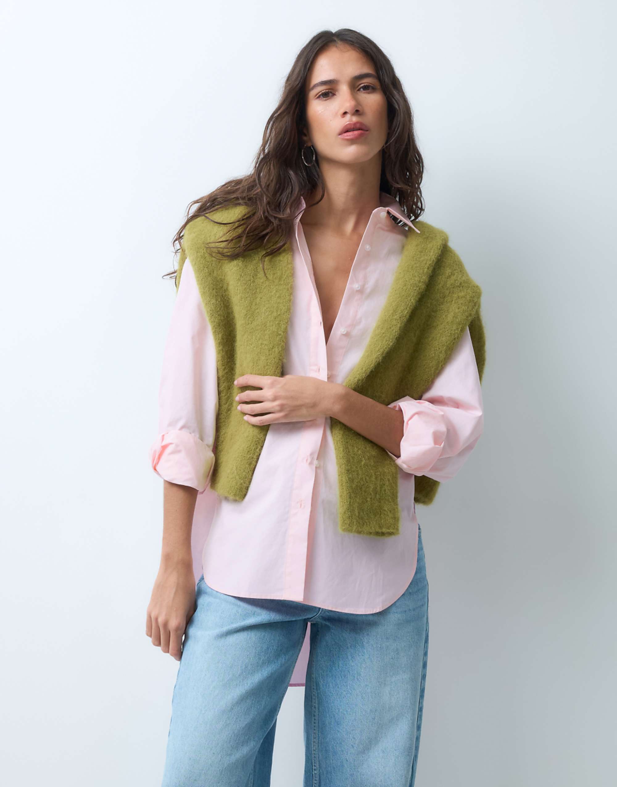 Asos Design Dipped Hem Oversized Shirt in Pink