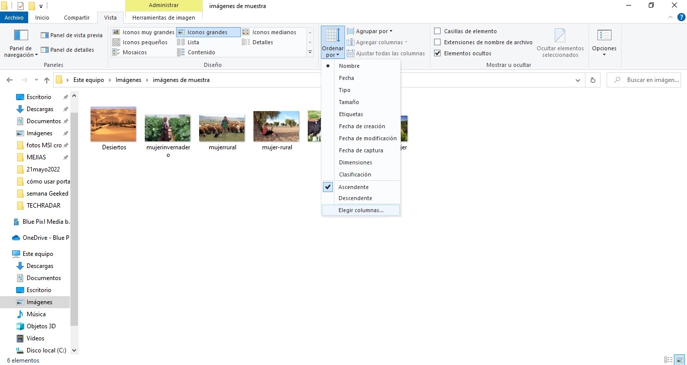 Win10 ordenar por