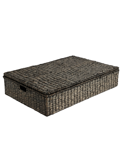 Holden Classic Costal Hand-Woven Hyacinth Wicker Under Bed Storage Basket With Lid