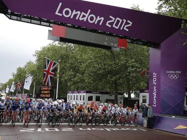 The riders prepare for the start