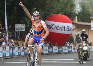 Dutchman Robert Gesink (Rabobank), 23, wins the Giro dell'Emilia in Bologna, Italy ahead of Jakob Fuglsang (Saxo Bank).