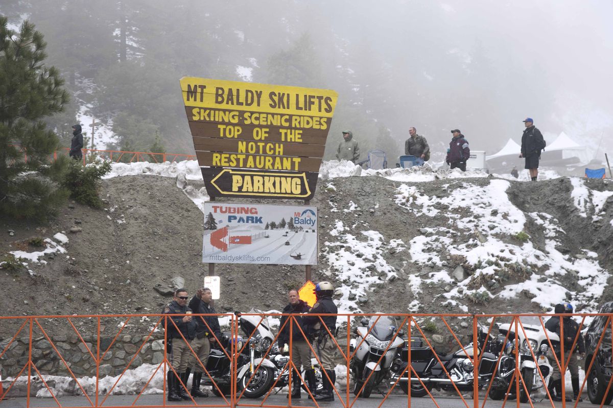 There was lots of snow at the top of Mt Baldy today