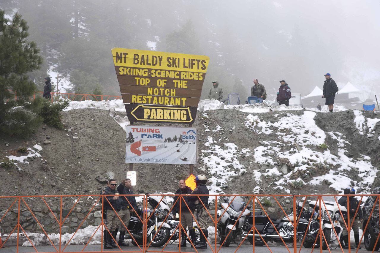 There was lots of snow at the top of Mt Baldy today