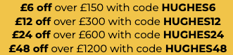 A screen shot showing discount codes on a yellow background.