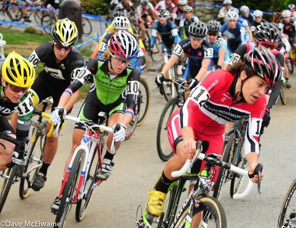Crystal Anthony (Cyclocrossworld.com) on lap one