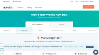 Hubspot Marketing Hub website screenshot