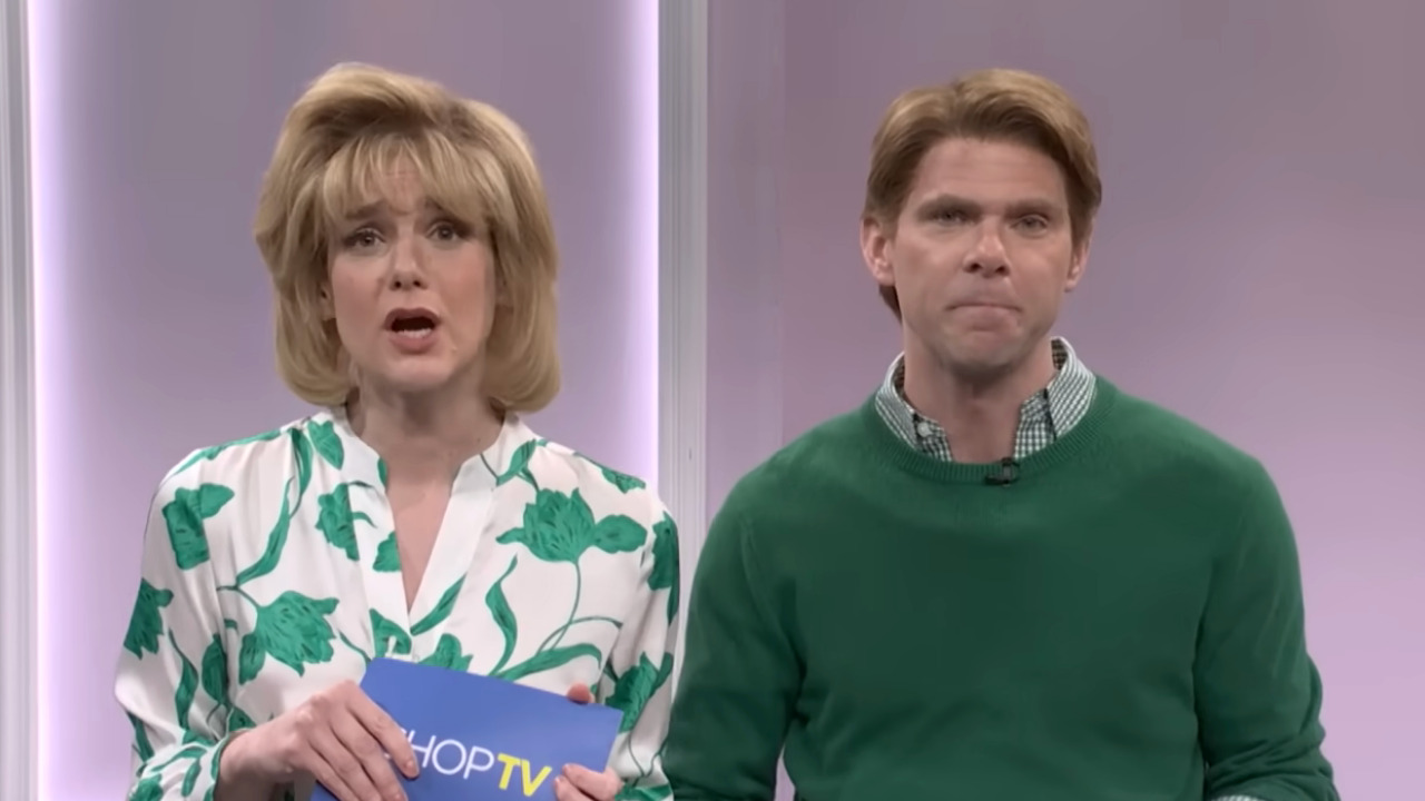 Ashley Padilla and Mikey Day welcome viewers to Shop TV on SNL.
