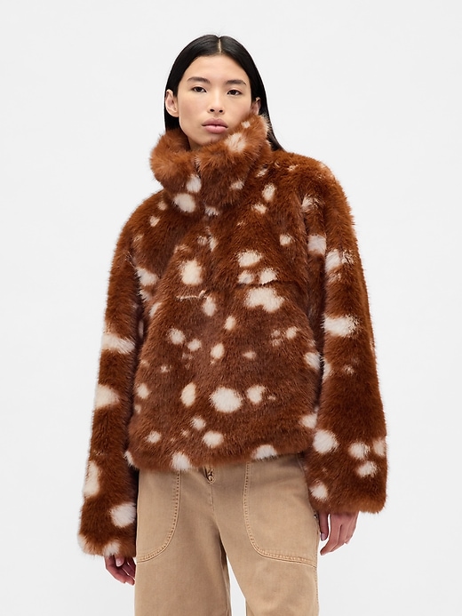 Gap × Sandy Liang Spotted Vegan Fur Half-Zip Pullover