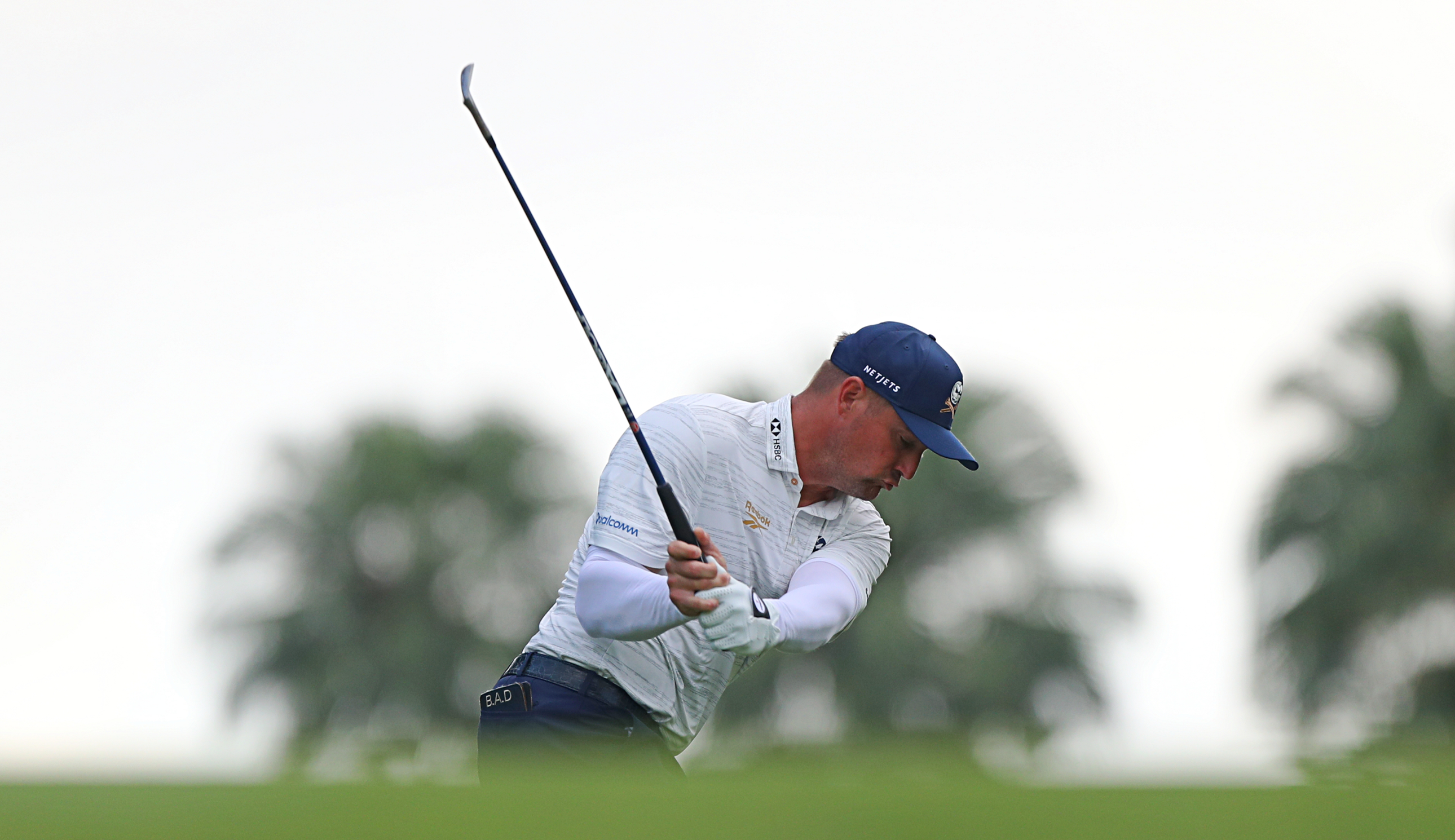 Bryson DeChambeau at the top of his backswing