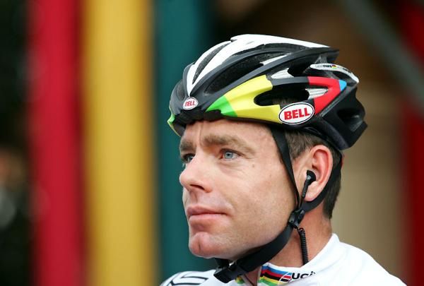 Cadel Evans in the Rainbow jersey.