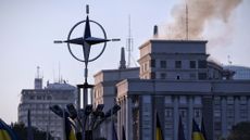 Ukrainian government building on fire after Russian airstrike