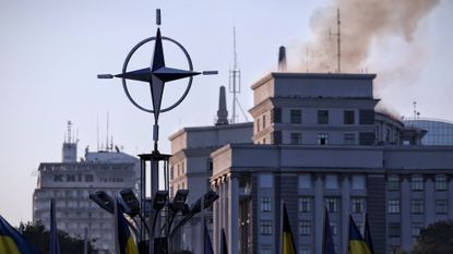 Ukrainian government building on fire after Russian airstrike