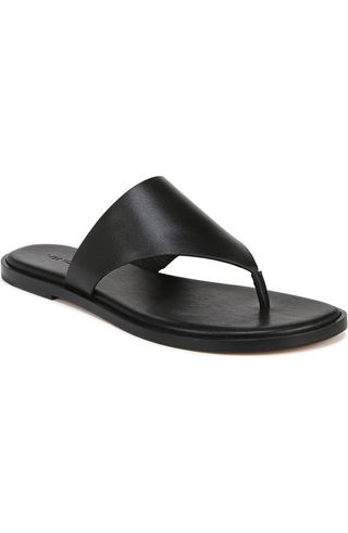 black leather flat sandals with thick straps