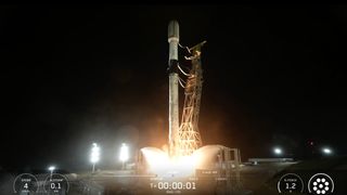 A SpaceX Falcon 9 rocket launches the NROL-105 mission from Vandenberg Space Force Base in California on Jan. 16, 2026.