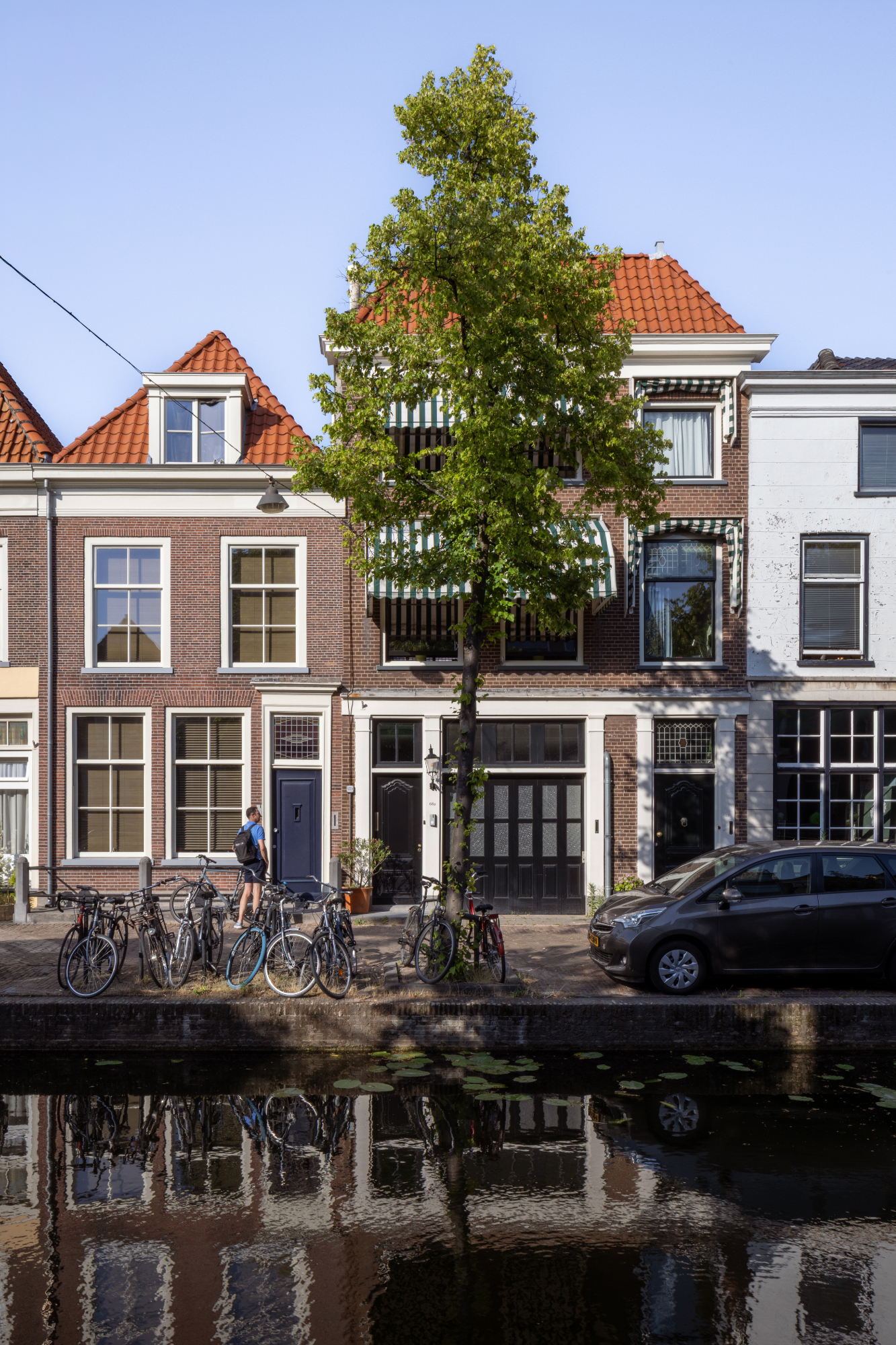 The traditional facade of the canalside house