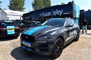 Team Sky were driving around in the Jaguar F-Pace