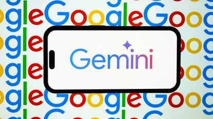 Gemini on a phone with a Google background.
