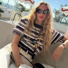 Woman in stripe t-shirt