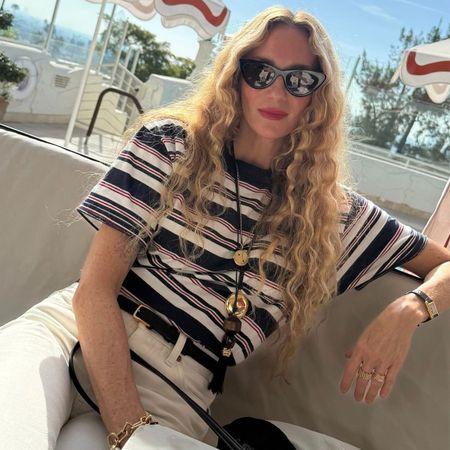 Woman in stripe t-shirt