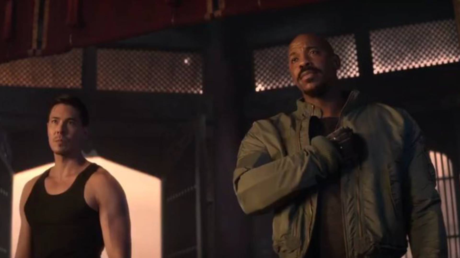 Lewis Tan and Mehcad Brooks in Mortal Kombat 2