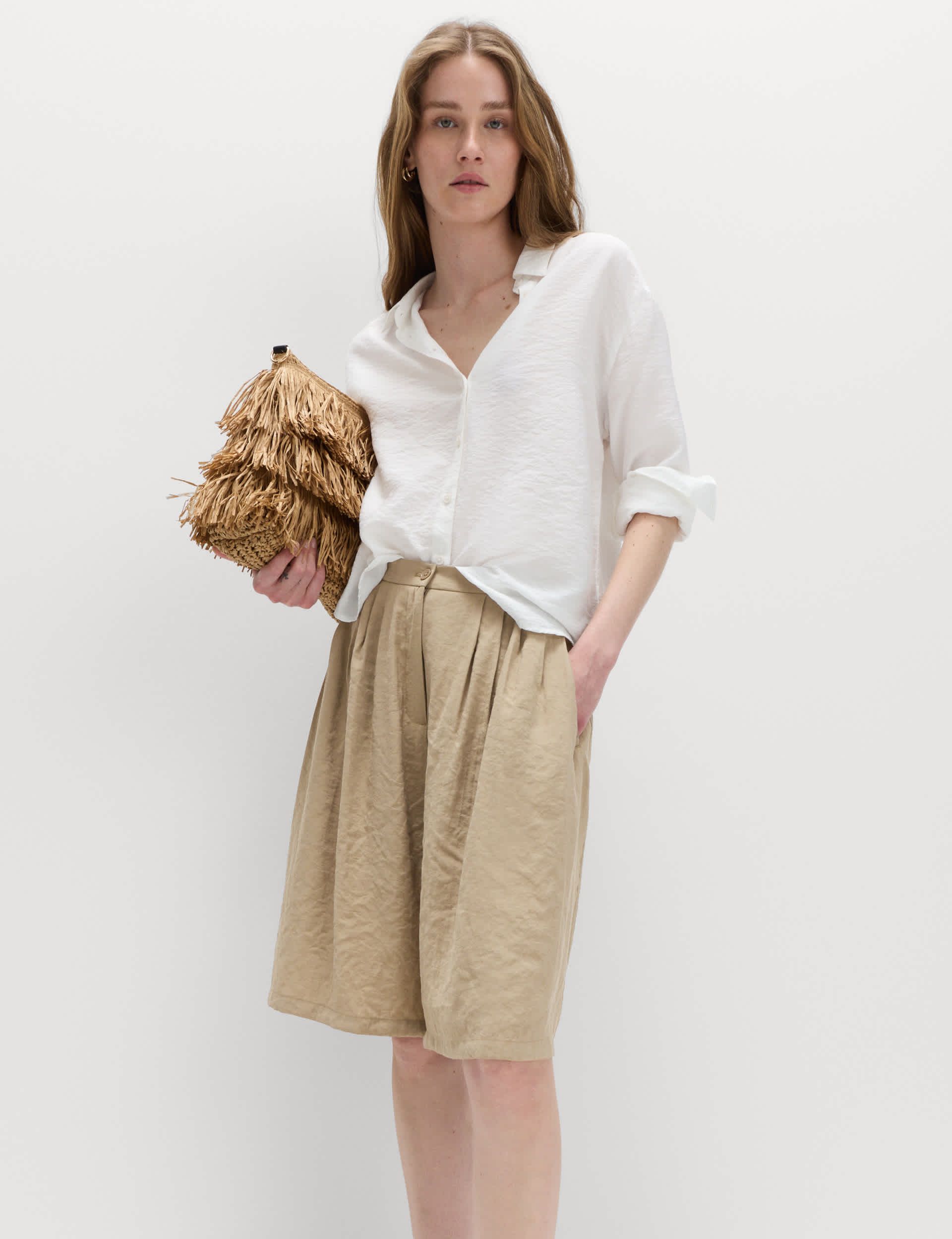 Pleated Longline Shorts