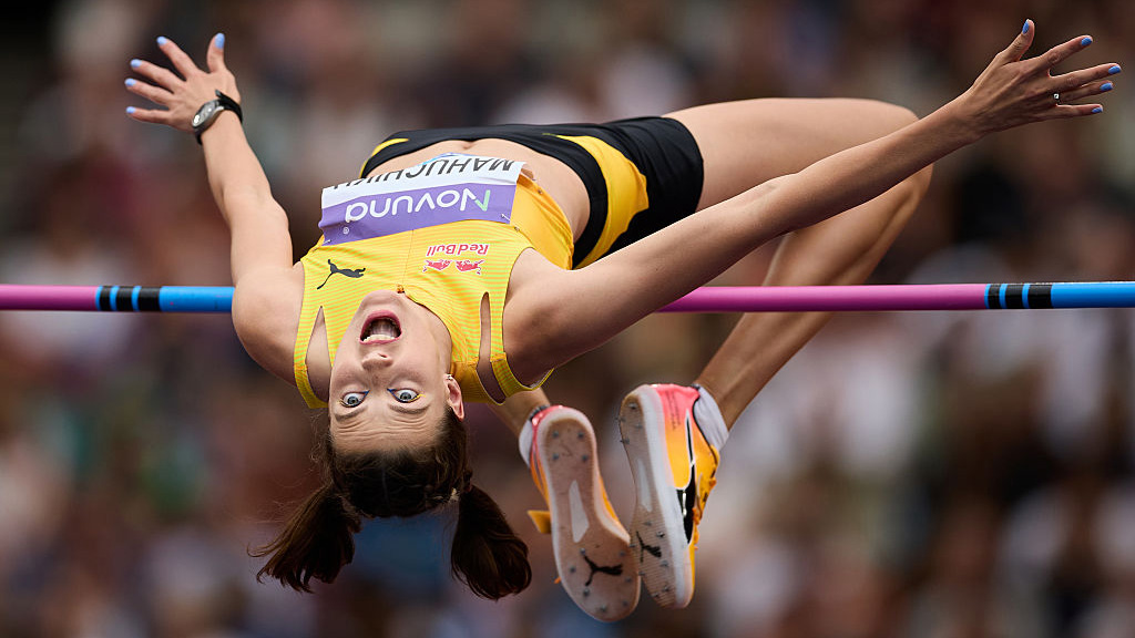 Yaroslava Mahuchikh of Team Ukraine competes in the Women's High Jump Final during the Novuna London Athletics Meet