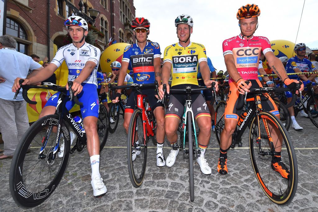 The classification leaders at the start of stage 2