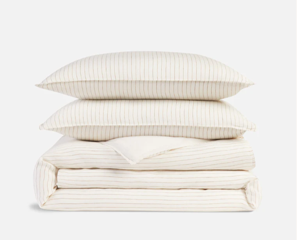 Brooklinen washed linen duvet set.