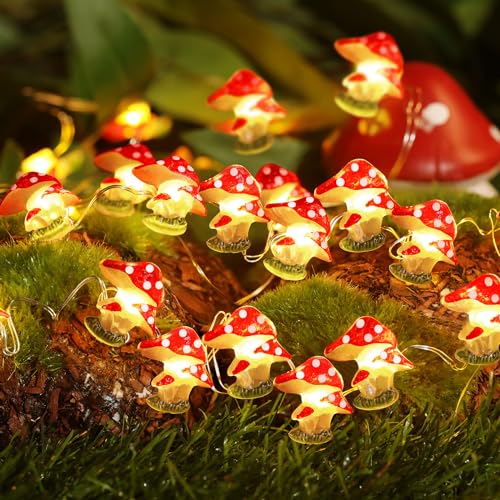 Coquimbo Mushroom Decor Led String Lights 3m 30leds Cute Fairy Lights Battery Operated Room Decor for Bedroom Party Christmas Wedding Patio Indoor Outdoor Use