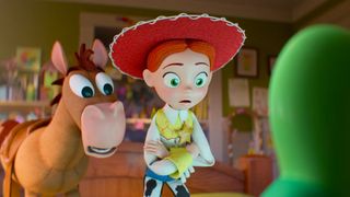 Bullseye and Jessie looking at tablet in Toy Story 5