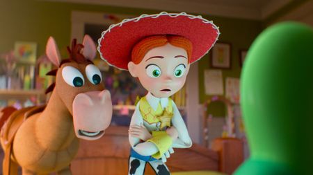 Bullseye and Jessie looking at tablet in Toy Story 5