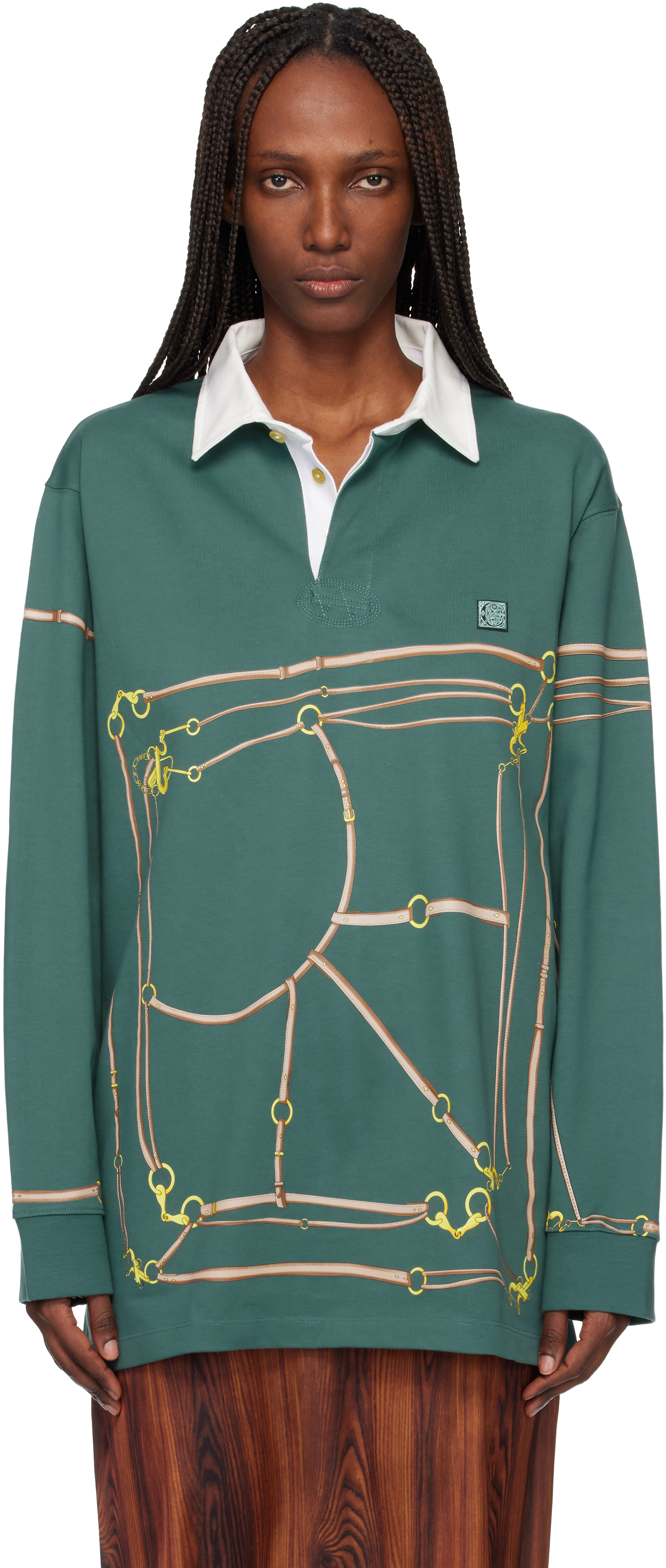 Green Belt Printed Rugby Polo