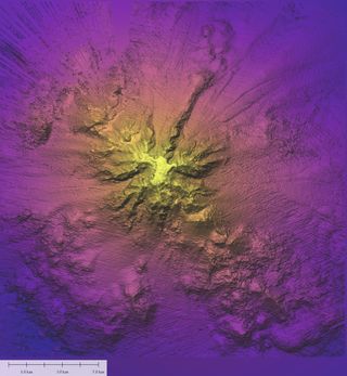 A colorful picture of the seafloor showing a newly explored seamount off the coast of Chile.