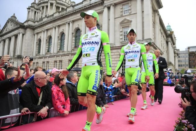 The Bardiani-CSF team head to the stage