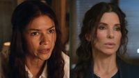 Right: Zendaya in Spider-Man Brand New Day. Left: Sandra Bullock in Practical Magic 2.
